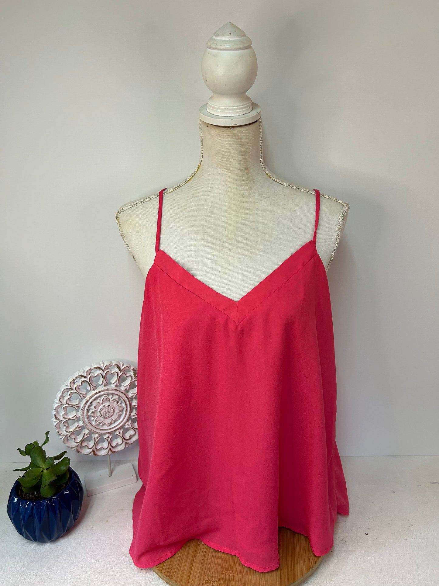 Pinkes Damen Top mit V-Ausschnitt - Finn&Grace - Gr. S / M - 36 / 38