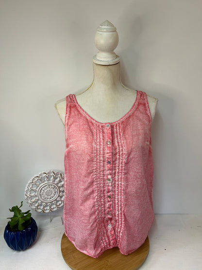 Damen Top Rosa mit Knopfleiste & Spitze - S.Oliver - Gr. M / L - 38 / 40