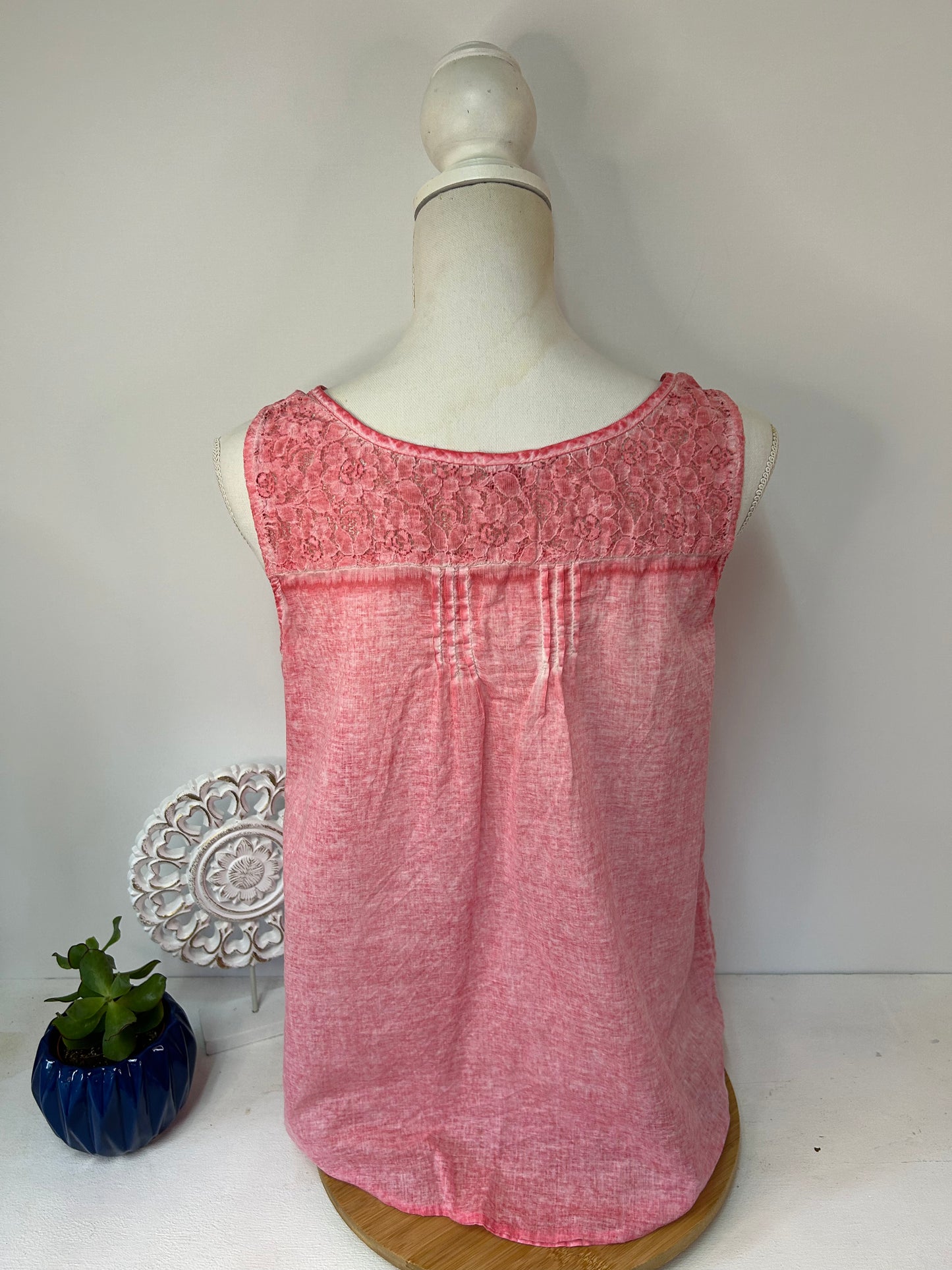 Damen Top Rosa mit Knopfleiste & Spitze - S.Oliver - Gr. M / L - 38 / 40