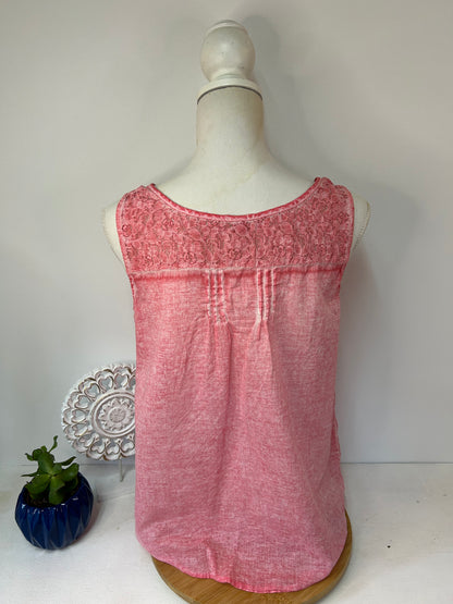 Damen Top Rosa mit Knopfleiste & Spitze - S.Oliver - Gr. M / L - 38 / 40