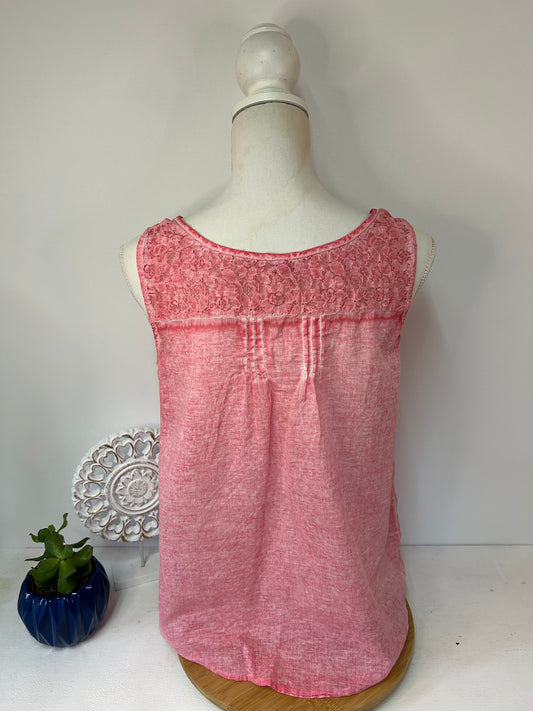 Damen Top Rosa mit Knopfleiste & Spitze - S.Oliver - Gr. M / L - 38 / 40