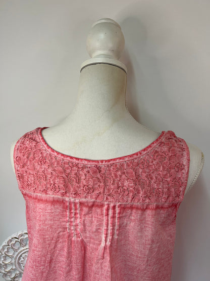 Damen Top Rosa mit Knopfleiste & Spitze - S.Oliver - Gr. M / L - 38 / 40