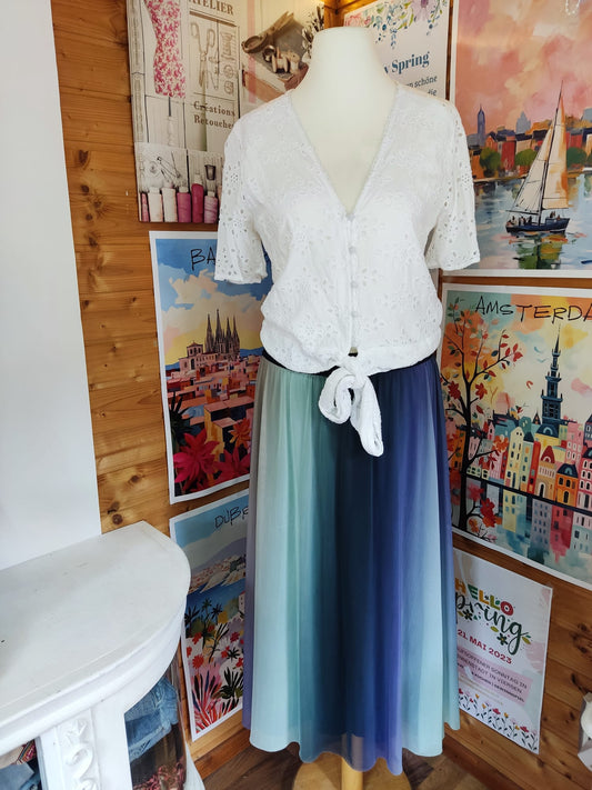 Langer Maxirock im sanften Farbverlauf von Mint bis Dunkelblau - CINQUE - Gr. M/L -38/40 - Designers