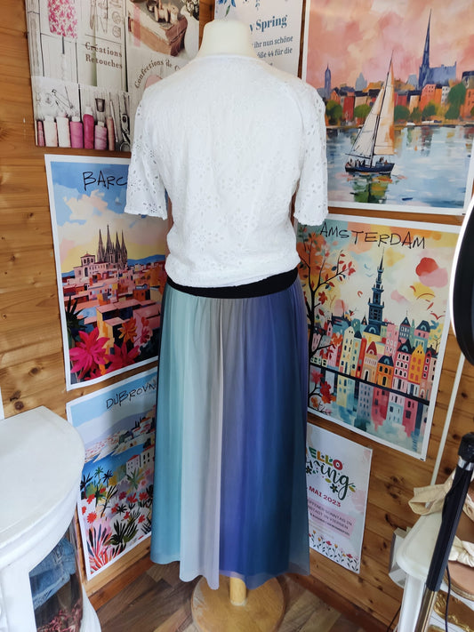 Langer Maxirock im sanften Farbverlauf von Mint bis Dunkelblau - CINQUE - Gr. M/L -38/40 - Designers