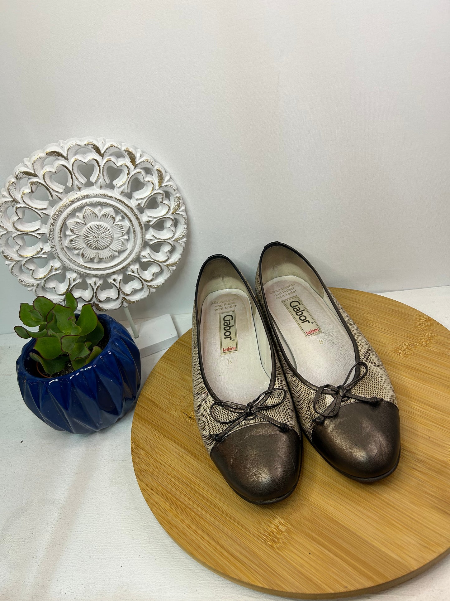 Hochwertige Damen-Ballerinas / Schuhe aus Leder in Braun-Beige - Gabor - Gr. 41