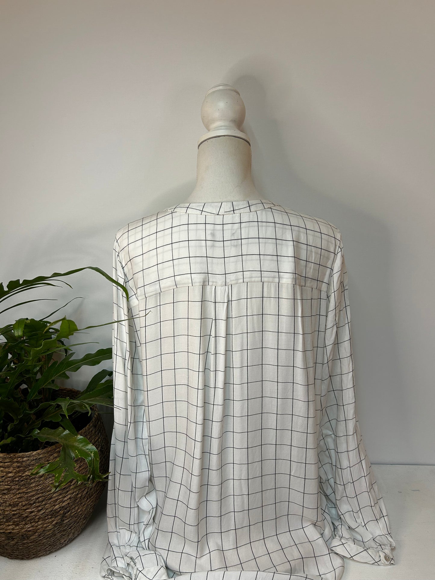 Schwarz weiß karierte Bluse - OPUS - Gr. XL / 42