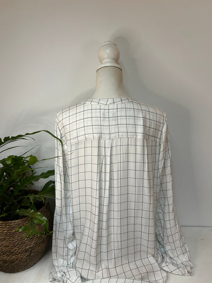 Schwarz weiß karierte Bluse - OPUS - Gr. XL / 42