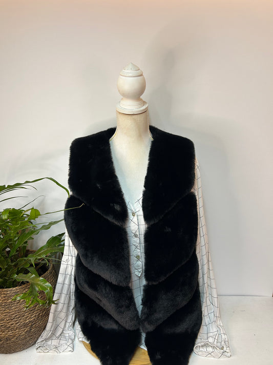 Tolle Kunstfell Weste Schwarz - yu & me Paris - Gr. L / XL - 40 / 42