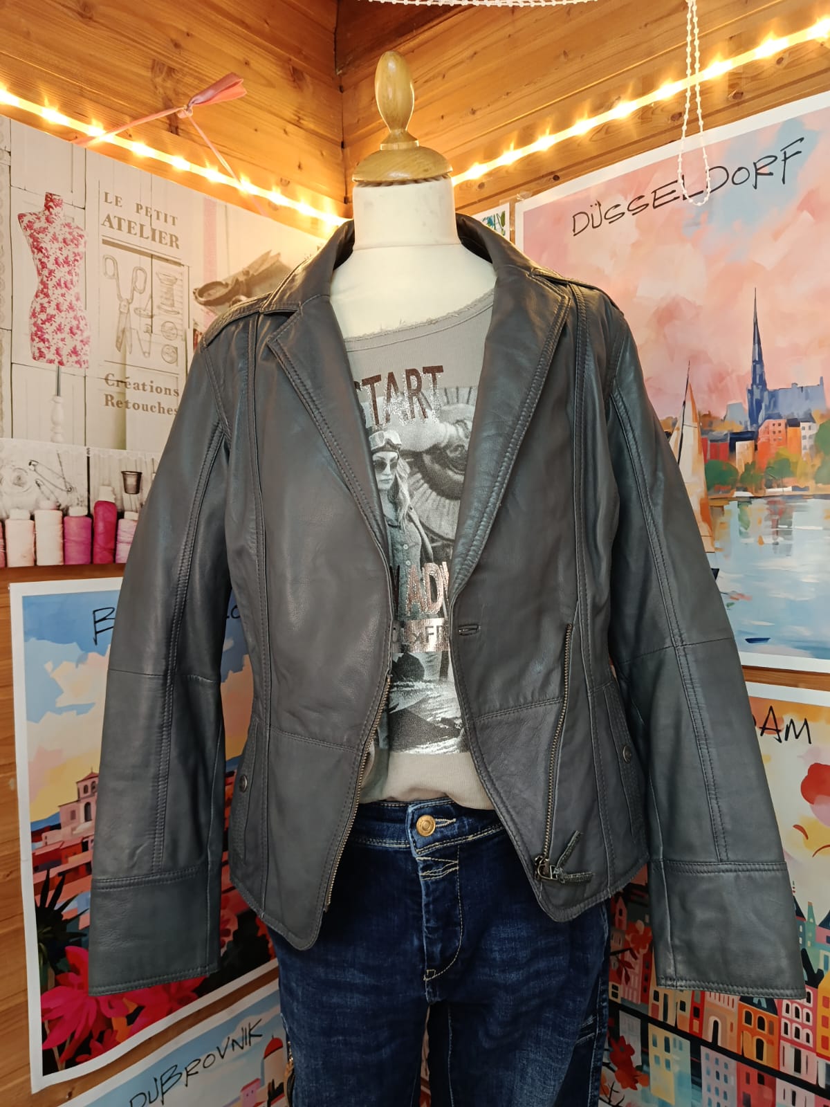 Butterweiche Lederjacke im Vintage Stil - Street One - Gr. S/36