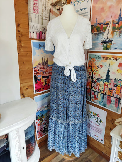 Toller Maxirock mit Muster Blau - Mango casual - Gr. L / 40