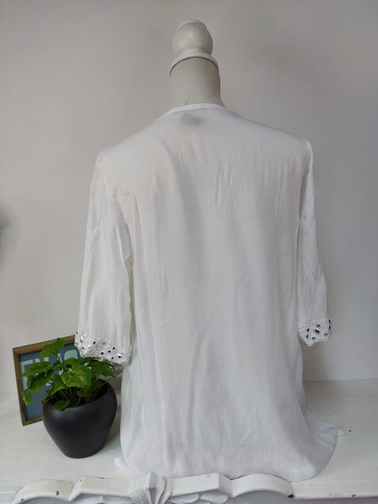 Schickes Sommershirt mit glänzenden Details - Made in Italy - Gr. 42