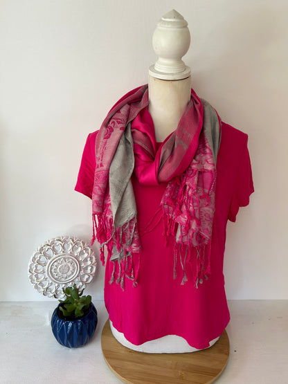 Elegantes Damen-Tuch in Pink und Grau - cashmere - Accessoires