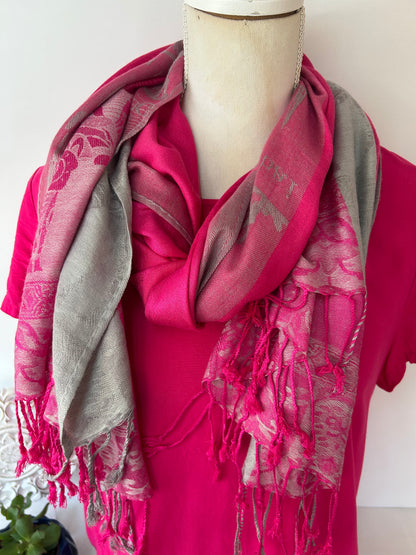 Elegantes Damen-Tuch in Pink und Grau - cashmere - Accessoires